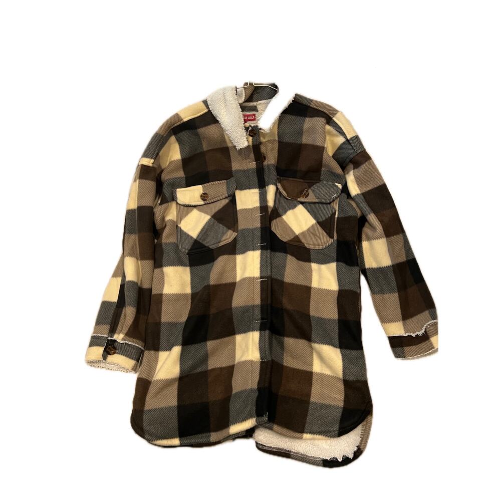 Whos That Girl Below Waist Lined Flannel Shacket Womans 2XL